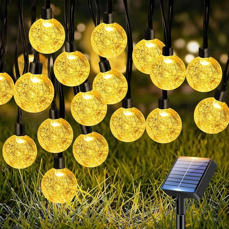 Visita la tienda de btfarm btfarm 10M Guirnaldas Luces Exterior Solar, 30LED Luces Solares Led Exterior Jardin, 8 Modos Impermeable Cadena de Guirnalda Solar Cristal, Terraza, Patio, Fiesta, Navidad, Blanco Cálido — Luces Navidad
