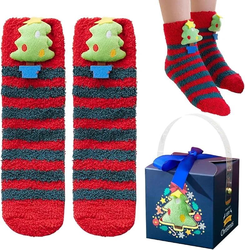Sprinlot Calcetines Navidad, Calcetines Mujer Invierno, Calcetines Divertidos, Calcetines Termicos Antideslizantes para Navidad Año Nuevo San Valentín Cumpleaños Regalo ST-Home — Decoracion Navidad