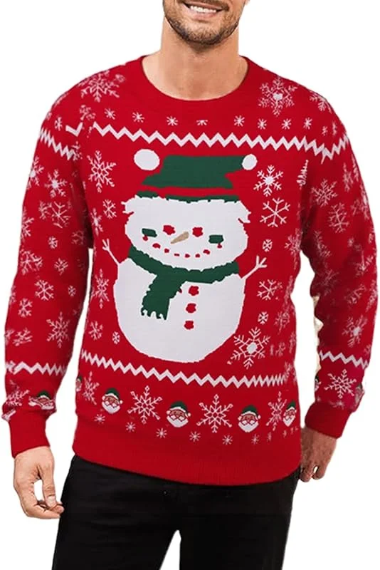 Atforna Jersey de Navidad para familia, conjunto de jersey de punto, cuello redondo, divertido suéter de Navidad con patrón de árbol de Navidad — Ropa Navidad