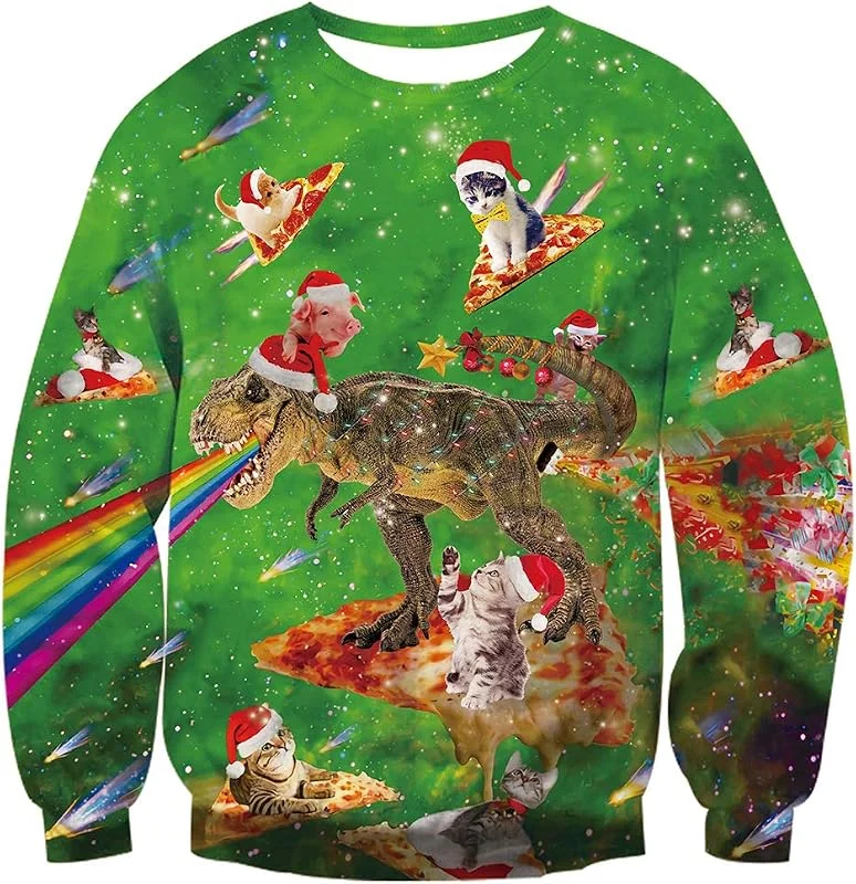 Rave on Friday Unisexo Navidad Sudaderas 3D Impresión Ugly Christmas Sweater Hombre Tops Sweatshirt S-XXL — Ropa Navidad