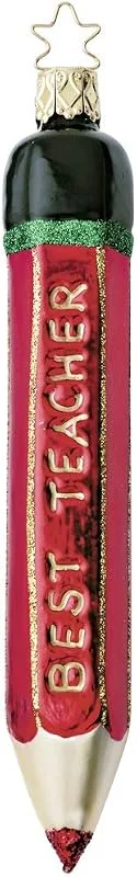 Inge-glas Best Teacher - Adorno para árbol de Navidad (15 cm, cristal soplado y pintado a mano, 15 cm, 15 cm) — Decoracion Navidad