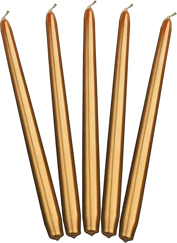 PartyDeco Velas de candelabro doradas puntiagudas velas Set decoración de mesa larga vela para bodas cumpleaños celebraciones Navidad vela decorativa — Cena a la luz de velas