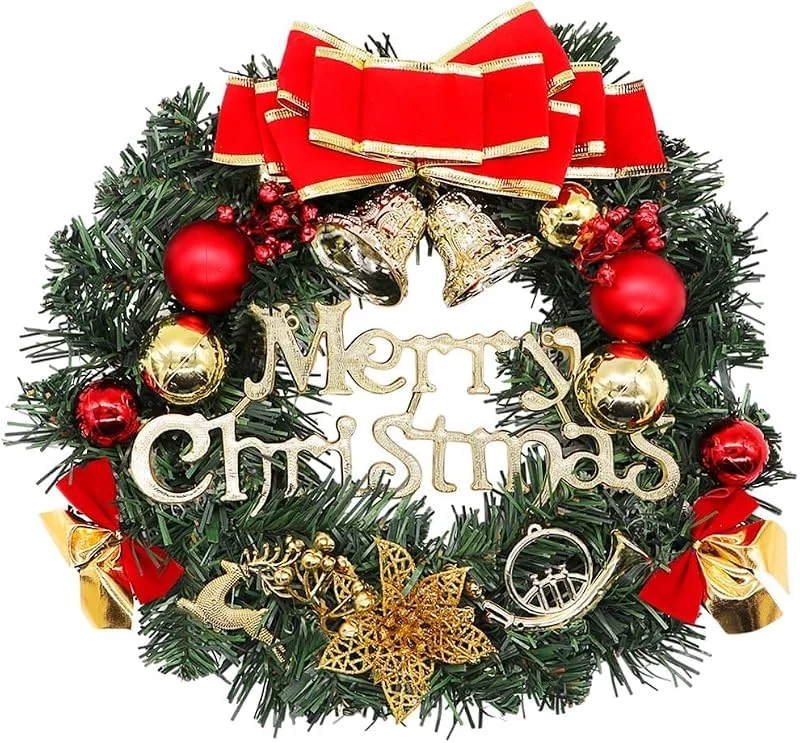 FCXVXCL Decoración de Coronas Navideñas, Corona de Navidad con Bayas Rojo y Abetos, Corona Navideña para Puerta de Entrada, Hogar y Fiesta Decoración Día Adorno de Pared para Navideñas — Decoracion Navidad