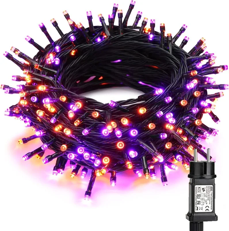 BrizLabs Halloween Decoracion Luces Led Naranja + Púrpura, BrizLabs 20M 200 LED Exterior Navidad Guirnalda Luces 8 Modos Impermeable Interiores Cadena Luces para Hogar Árbol Partido Boda Jardín Thanksging — Luces Navidad