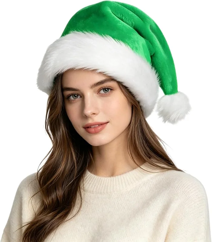 PUERFOCA Sombrero de Navidad, Gorros Santa Claus Navideños(Verde) — Ropa Navidad