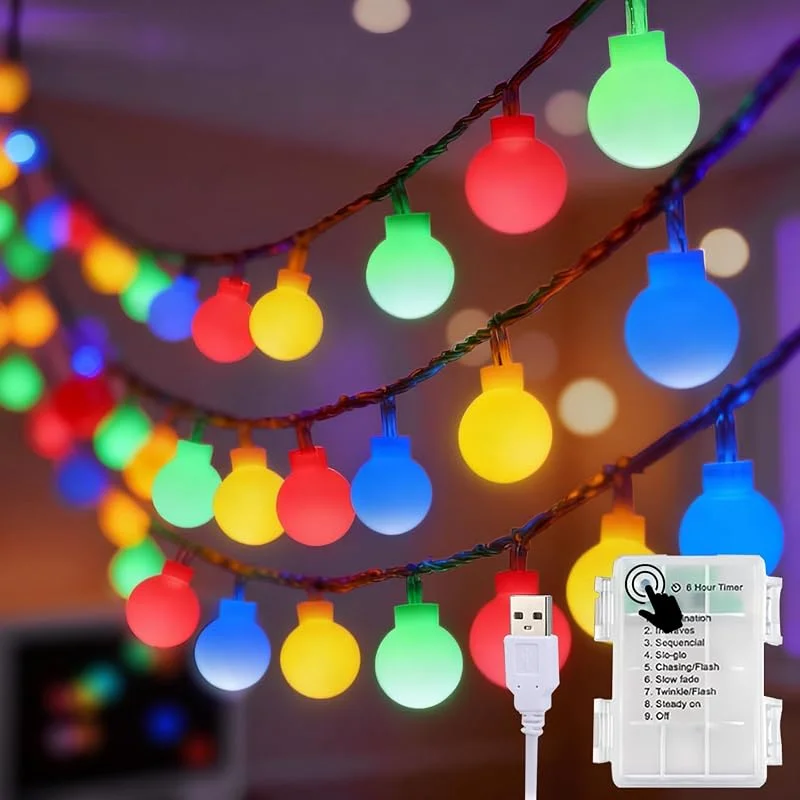Uping Luces de Navidad 100 Led 15, 5M con Pilas, USB Guirnalda Luces Exterior Interior Decoracion (Colores) — Luces Navidad