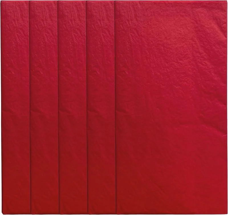Interdruk Papel de seda 5 hojas 50 x 70 cm para DYI, arte, floral, embalaje a granel y decoraciones, color rojo — Envoltorio regalo
