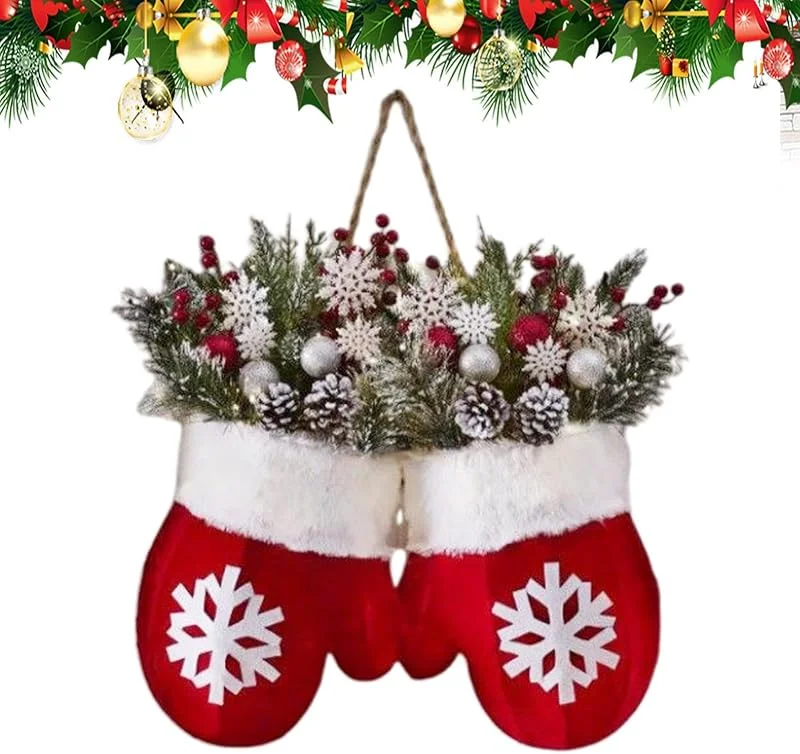 Générique Corona de puerta de Navidad con guirnalda copo de nieve y manzana pino — Decoracion Navidad