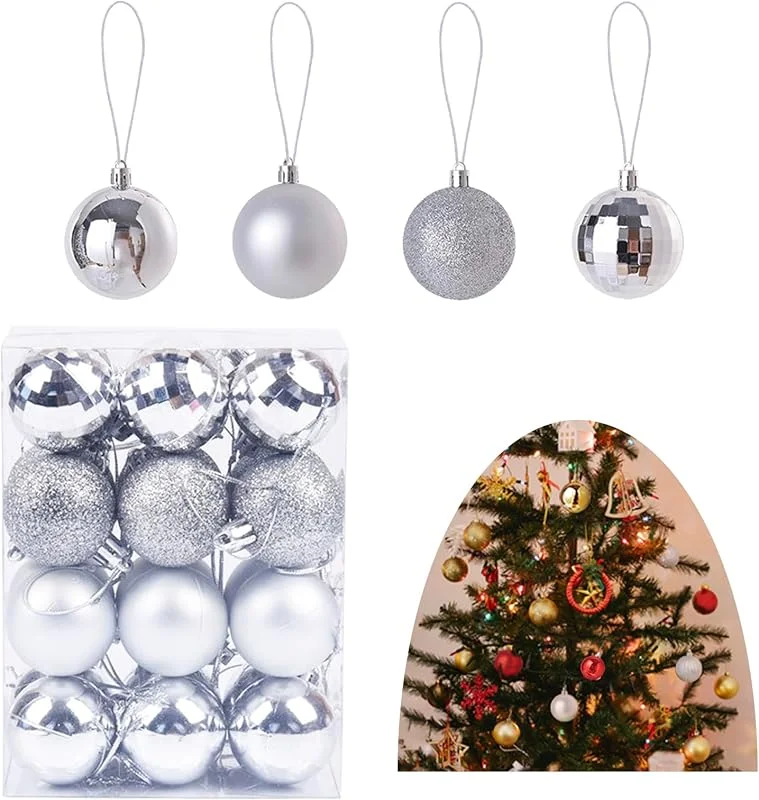 Alppihym 24 Bolas de Navidad 4cm - Decoración navideña de plástico, Rojo, Plata, Oro - Adornos para árboles de Navidad — Decoracion Navidad