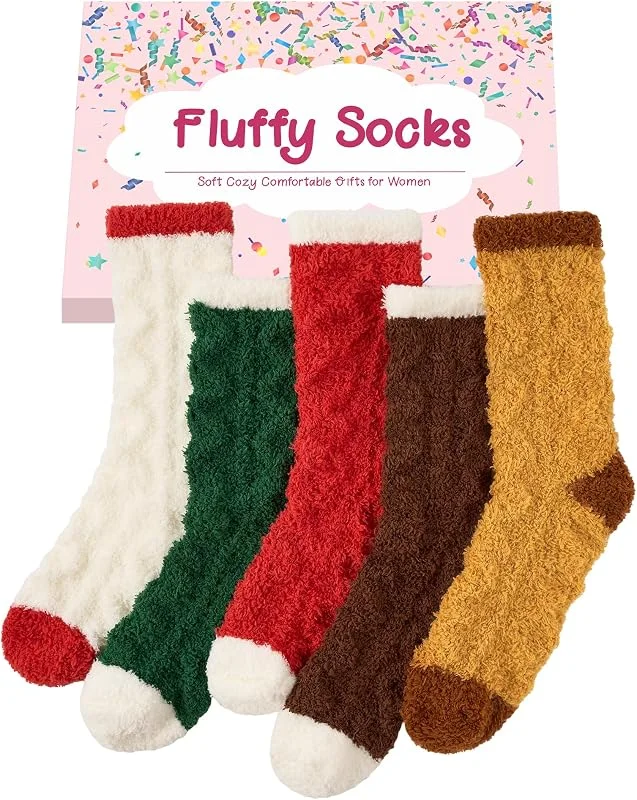 Visita la tienda de SukModen SukModen Calcetines Peludos Mujer, Calcetines Casa Navidad Cálidos y Suaves — Decoracion Navidad