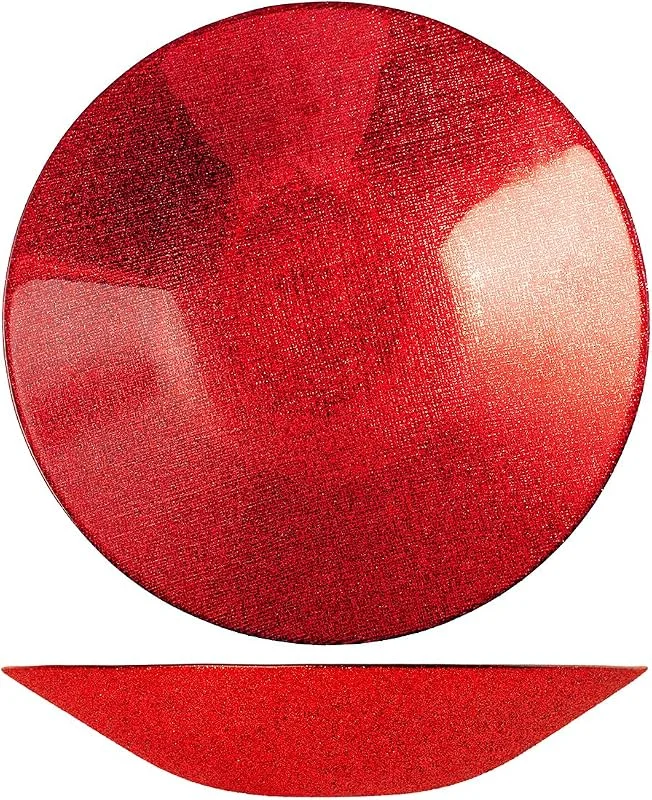 H&h set 6 piatti fondi regent rosso glitter cm22 — Adviento y mesa