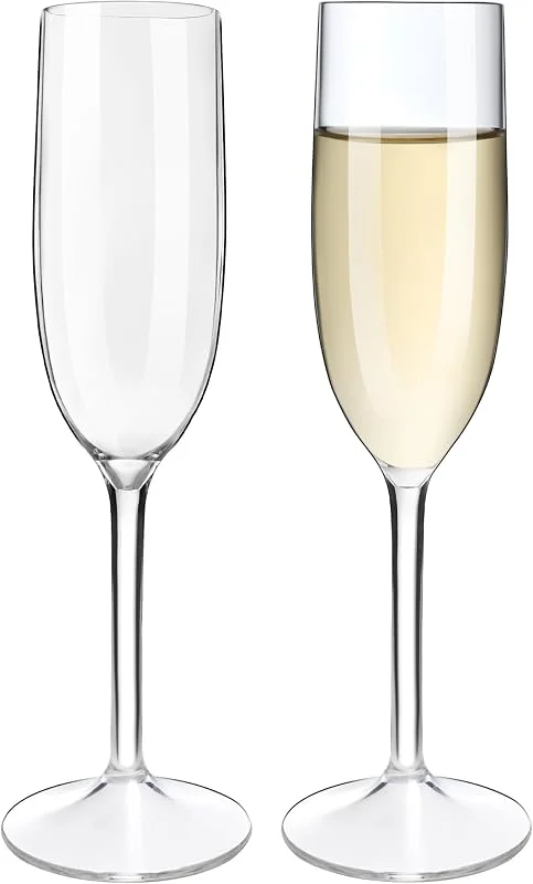 Visita la tienda de HAHASHOW HAHASHOW Copas de Champán de Plástico Tritan Irrompible, 170ml Juego de 2 — Vino y mesa festiva