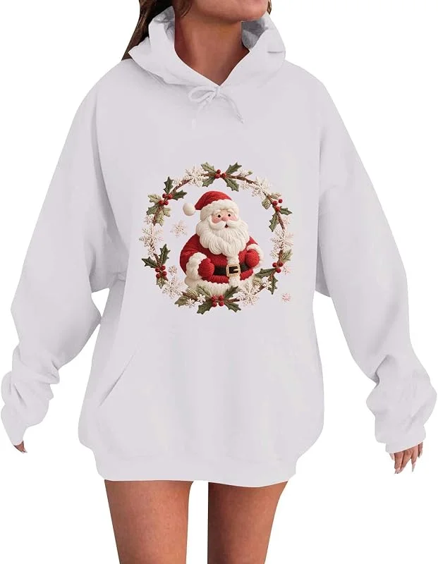Generic Sudaderas con capucha de Navidad para mujer, diseño de corona de Papá Noel — Ropa Navidad