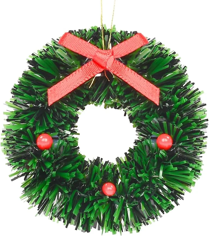 KATELUO 2 Piezas 4 cm Mini Corona de Navidad para Puerta, Guirnaldas de Navidad Artificiales, Juego de Puerta de Navidad en Miniatura para Casa de Muñecas, Pared, Chimenea, Decoración de árboles de Navidad. — Decoracion Navidad