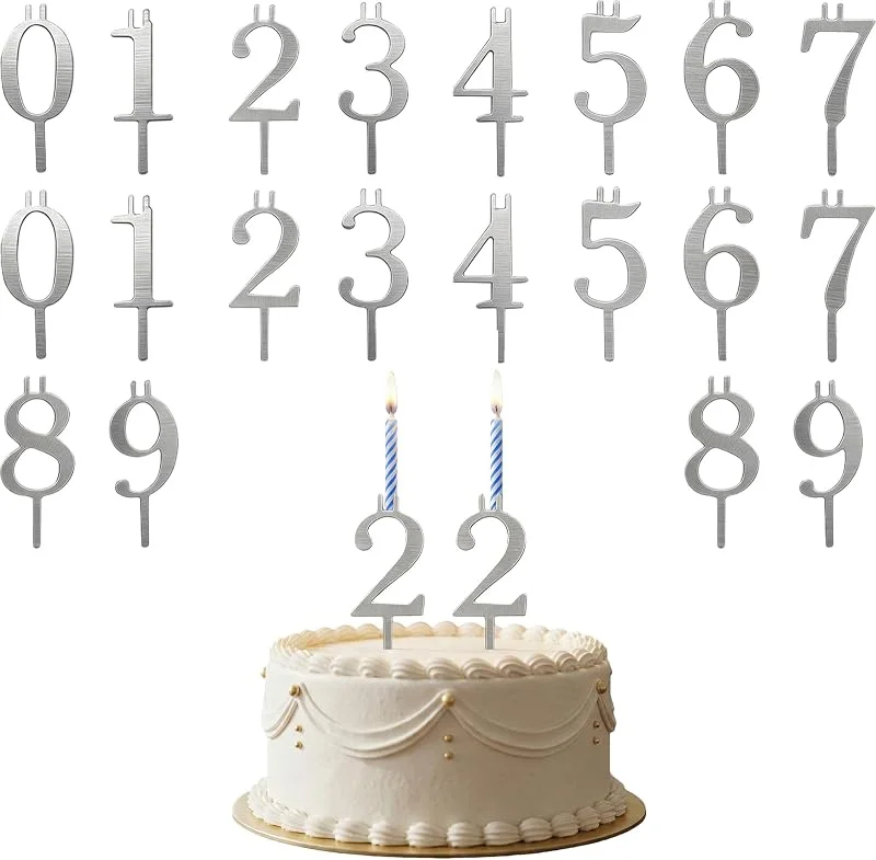 Ceriselle Number Candle Holders, Juego de Porta Velas de Cumpleaños Ajustables, Porta Velas de Números para Pasteles de Cumpleaños, Decoración de Fiesta (Set de 2) — Cena a la luz de velas