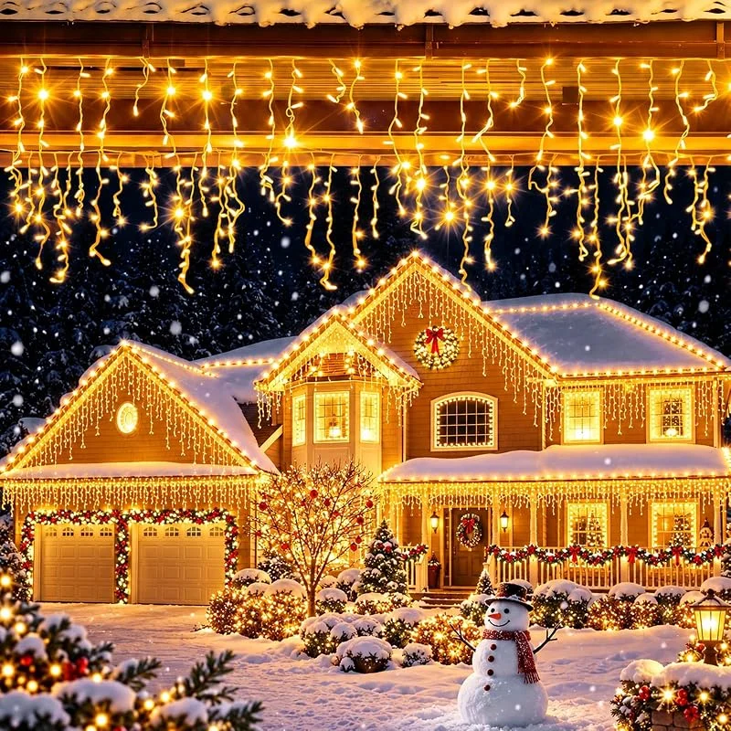 BOOPNEW Cortina Luces Navidad Exterior Cortina Luces de Navidad Exterior Balcon 10M 400 LED Luz navidad Cascada Interior Adornos Navideños Decoración Home Decoration Guirnalda Christmas Light Hogar