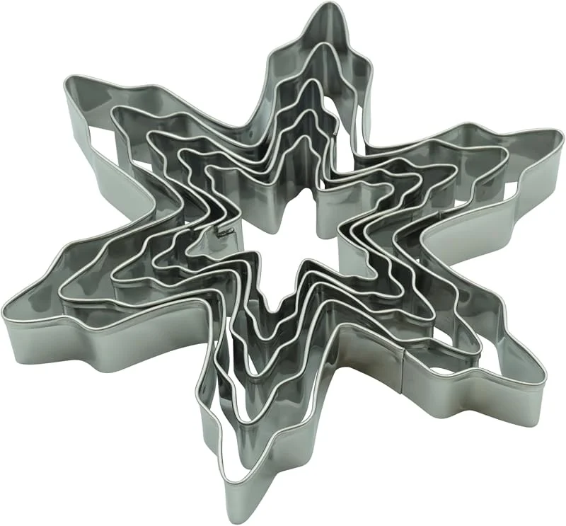 BekkiB - Juego de 5 cortadores de galletas "Copos de nieve" - Moldes de acero inoxidable aptos para lavavajillas - Para hornear galletas, galletas de terraza y ojos Linzer - 88465 — Hogar y cocina
