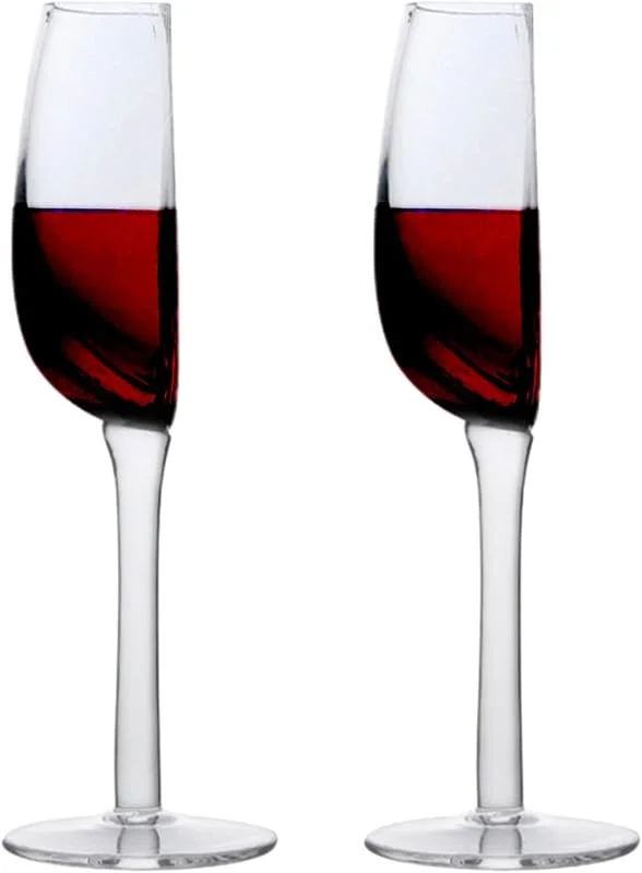 Pomurom Media Copa de Vino de 140 ml, 2 Copas de Vino Tinto, Media Copa de Vino, Vaso de Moderno, Juego de Vasos de Vino, Copas de Vino Tinto, Vasos de cóctel para Bodas, cumpleaños, Navidad, Fiestas — Vino y mesa festiva
