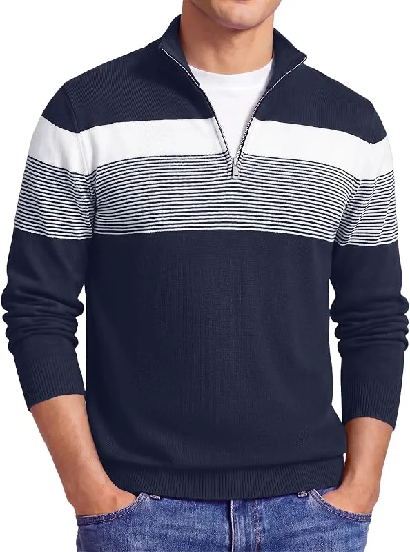 Visita la tienda de iClosam iClosam Jersey Hombre Cuello Cremallera Jerséis de Punto a Rayas suéter — Ropa Navidad