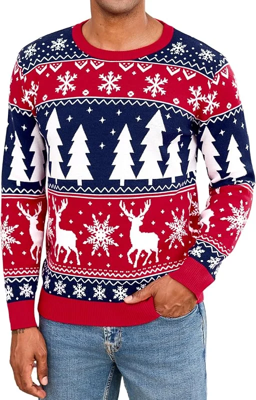 Visita la tienda de iClosam iClosam Suéter Navideño Hombre Estampado Manga Larga con Cuello Redondo — Ropa Navidad