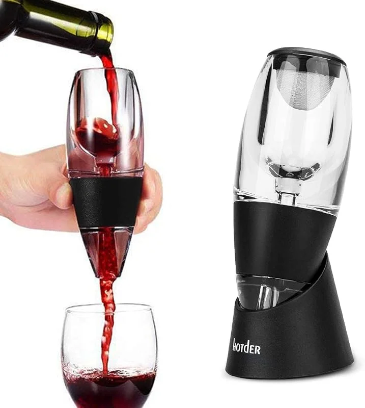 Hotder Wine Aireador de Vino Tinto con Base para Vino Tinto, Negro. — Vino y mesa festiva