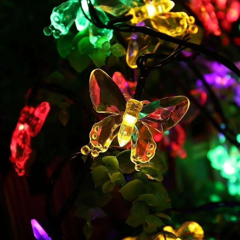 Visita la tienda de SALCAR SALCAR Cadena Solar de Luces LED 5 Metros, 20 Mariposa de decoración, Solar Luz Cadena luminaria para Navidad, Fiestas, Celebraciones (RGB) — Luces Navidad