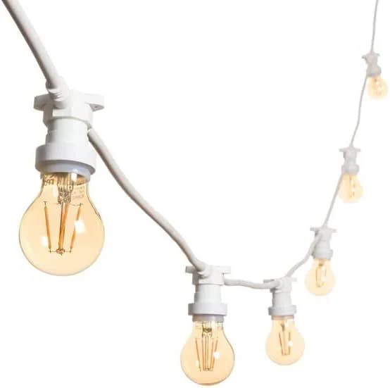 m MU 5M Guirnalda Luces Exterior Extensible hasta 500M Cable Blanco E27 Con 10 Bombillas S14 LED 2W (=15W), Impermeable IP65 Guirnaldas Luminosas de Exterior Para Jardín Boda, 5M, BLANCO, 10 Bombillas — Luces Navidad