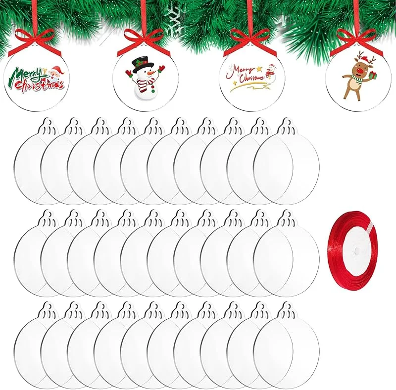 Visita la tienda de DRERIO Pack de 30 Bolas de Navidad Transparentes Planas para Decorar Árbol — Decoracion Navidad
