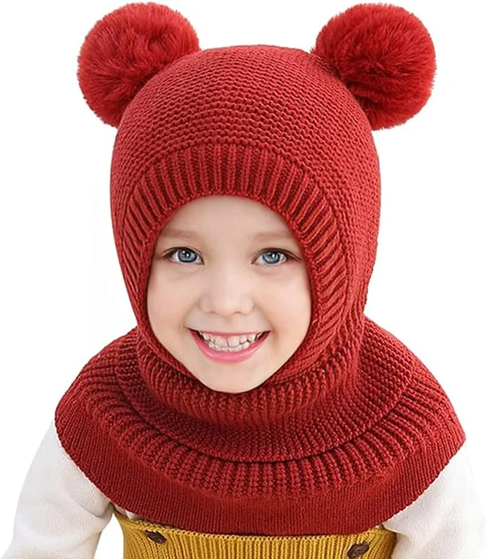 Visita la tienda de Rayson Rayson Gorros para Niño Niña Bebé otoño Invierno Gorros y Bufandas 3 en 1 para Mantener el Calor Gorro de Punto Acolchado para Niños de 2-6 Años — Ropa Navidad