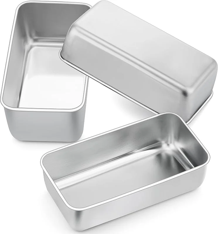 Joyfair - Molde para tartas (3 unidades, rectangular, caja de tostadas, inoxidable, molde para pan tostado, queso, quiche, desmoldeo rápido y perfecto, 23 x 12 x 6 cm) — Hogar y cocina