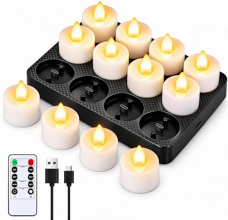 Wrischan 12 Velas LED De Té, Velas A Pilas Con Temporizador Y Mando A Distancia — Luces Navidad