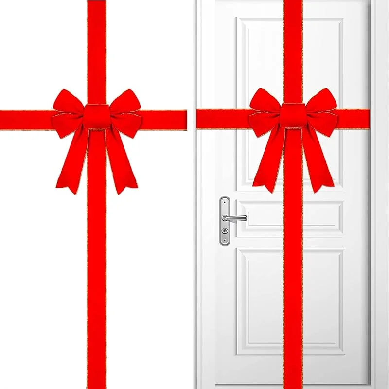 KAHEIGN 1x Lazo de Cinta de Puerta de Gabinete de Navidad, Grande Arcos de Gabinete Rojo Arco del árbol de Navidad Arco de Corona de Navidad por Chimenea Hogar Puerta Principal Decoraciones — Decoracion Navidad