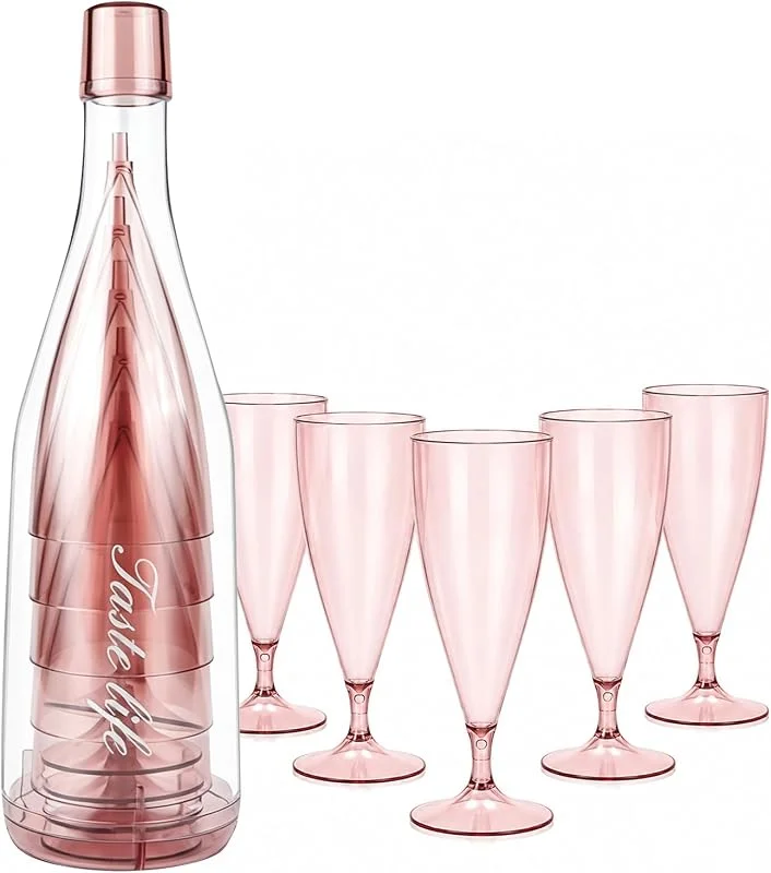 HO-SFSM 5 copas de champán de plástico, copas de vino portátiles — Vino y mesa festiva