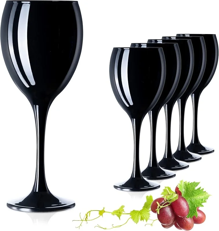 Visita la tienda de PLATINUX PLATINUX Juego de copas de vino de cristal de color negro, 6 piezas máx. 320 ml, copas de vino blanco — Vino y mesa festiva