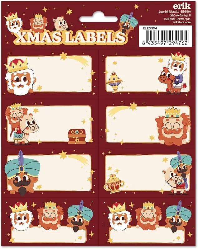 Visita la tienda de Grupo Erik Grupo Erik Etiquetas adhesivas Navidad Reyes Magos - Etiquetas regalo Navidad, 16 Etiquetas Navidad - Etiquetas regalo - Pegatinas navidad regalos — Envoltorio regalo