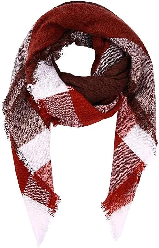Boolavard Plaid Cashmere Feel Classic Soft Luxurious Winter Scarf Para Hombres Mujeres — Ropa Navidad