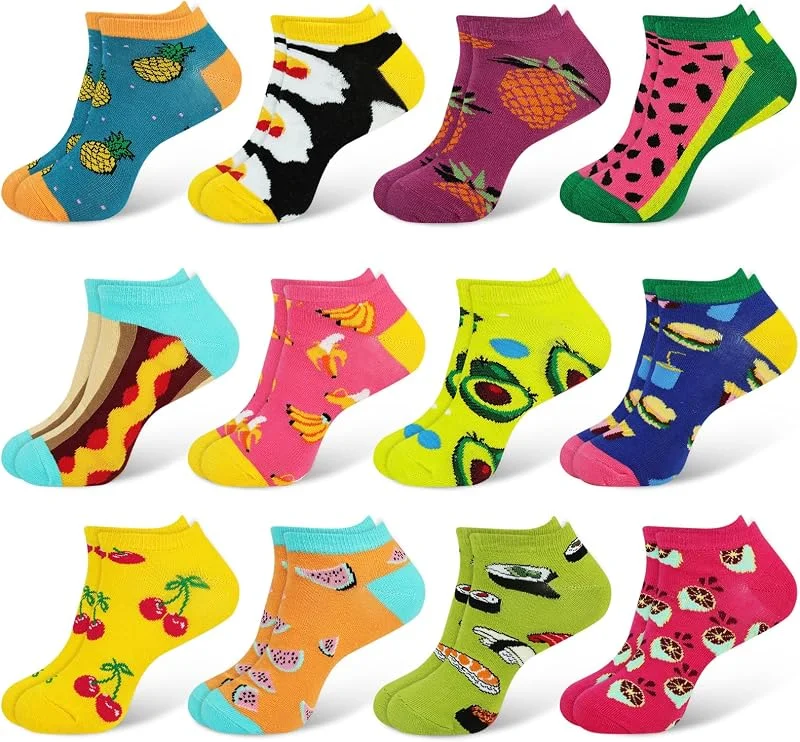DiULi Calcetines Divertidos Mujer, Set de Calcetines Tobilleros Algodón — Decoracion Navidad