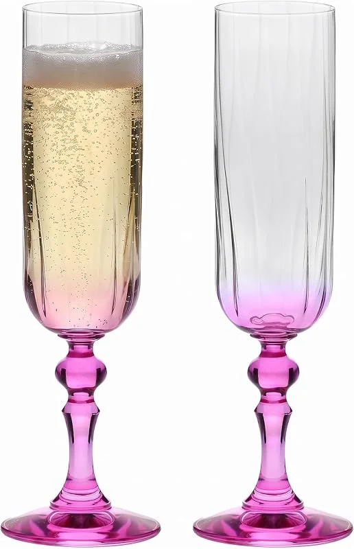 Visita la tienda de Krosno KROSNO Copas de Champán Juego de 2, 220 ml, Colección Bubble — Vino y mesa festiva
