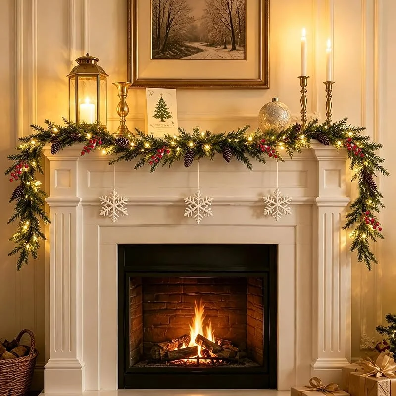 ChaneeHann 1.8M Weihnachtsgirlande, Guirnalda DecoracióN Navidad mit 35 Leds Grinalda Natal, Guirnalda Navidad Exterior Batteriebetriebene Guirnaldas NavideñAs con Luces für Kaminsims, Feiertage, Party(02) — Decoracion Navidad