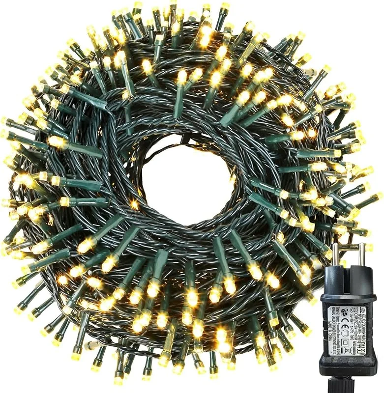 Visita la tienda de iShabao iShabao Luces de Navidad para Exteriores 20M 200 LED, Luces de árbol de Navidad, Cadena de luces Blancas Cálidas, Luces de Navidad para Interiores ideales para árbol de Navidad, Balcón (Cable Verde) — Luces Navidad
