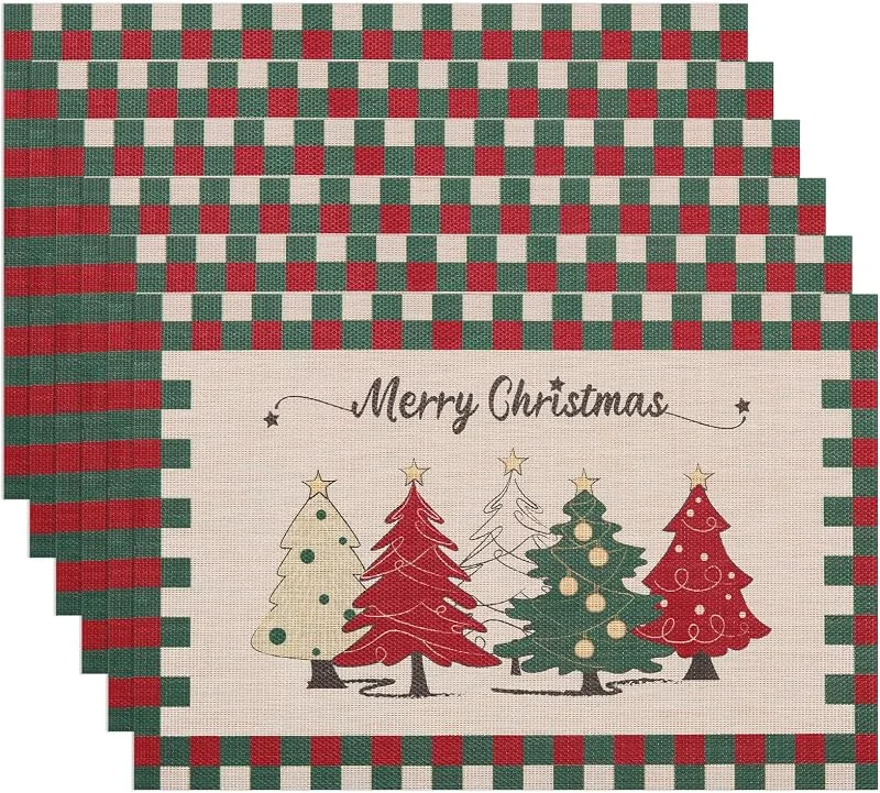 Banchif Manteles Individuales Lavables, Mantel Individual Navidad Invierno, Navidad Resistentes al Calor Antideslizante Fácil de Limpiar y Impermeable Juego de 45 x 30 CM — Hogar y cocina