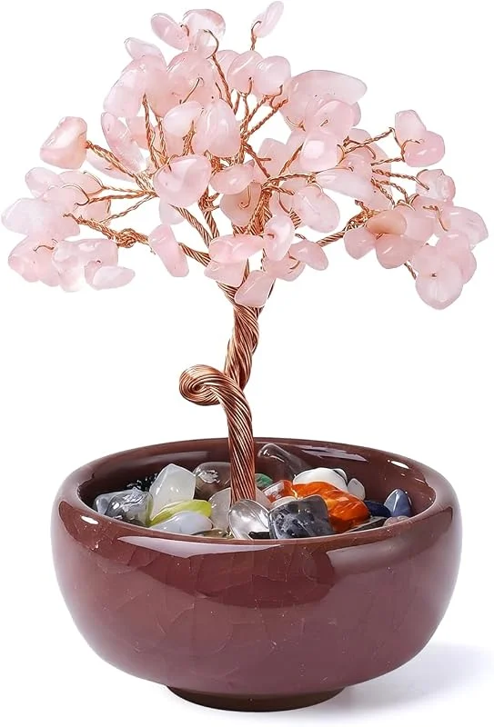 HIVTE Árbol de la Vida con Cuarzo Rosa, Decoración Hogar, Salón y Dormitorio — Decoracion Navidad