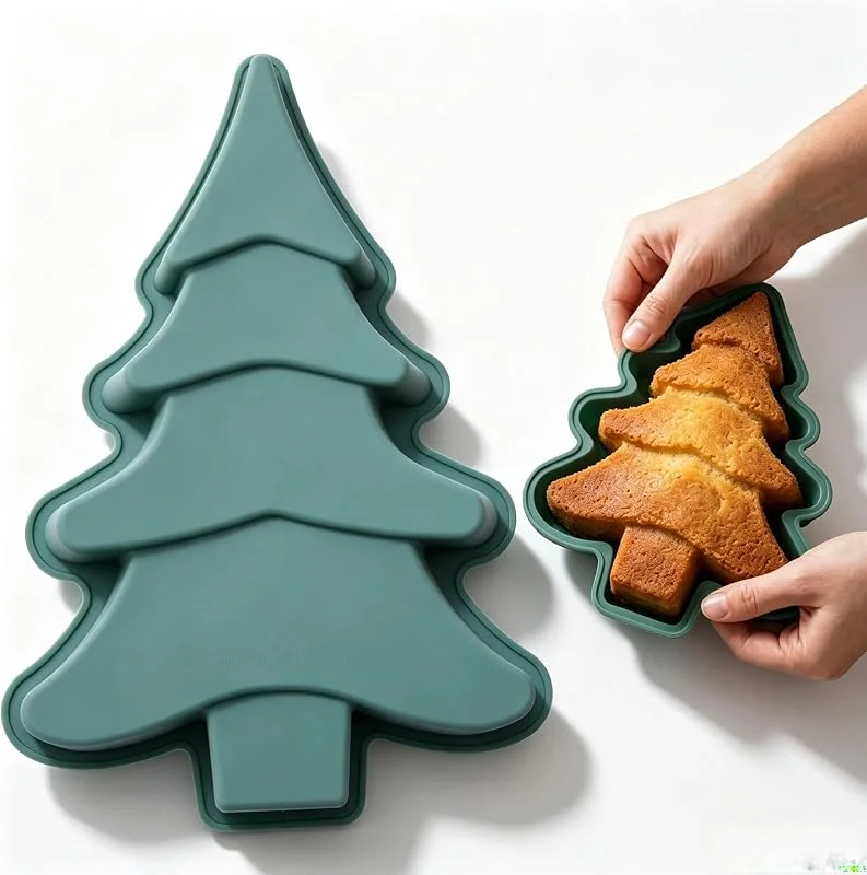 xlwen Molde de silicona para hornear pasteles con forma de árbol de Navidad — Hogar y cocina