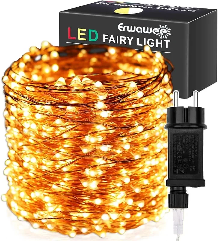 Erwawee Guirnaldas luminosas, 100m 1000 LED Cadena de Luces Alambre de cobre con 8 Modo de Iluminación, Exterior Impermeable para Navidad Decoración Interior e Exterior, Árbol, Fiestas, Jardín, Blanco cálido — Luces Navidad