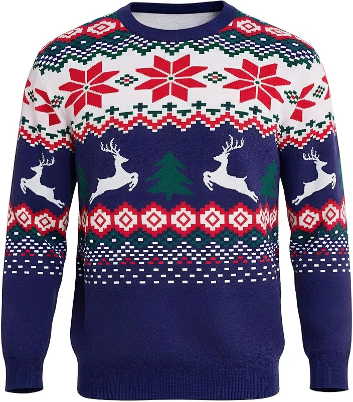 Visita la tienda de Litherday Litherday Hombres Jerseys Navideños Suéter Divertido Navidad Manga Larga Jersey Navideño Feo de Pingüinos Redondo Pullover de Punto de Navidad — Ropa Navidad