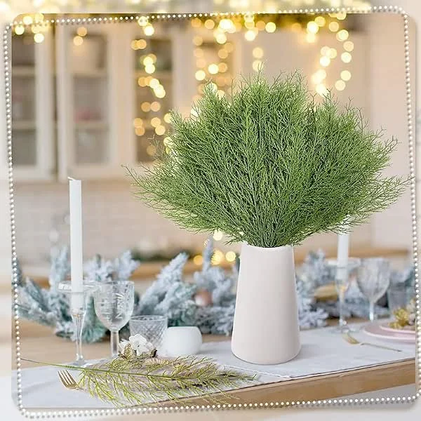 10 ramas de pino artificiales de Navidad de cedro sintético, ramas de cedro sintético, púas de pino artificiales para coronas, manualidades, decoración del hogar y cocina (35 cm) — Decoracion Navidad
