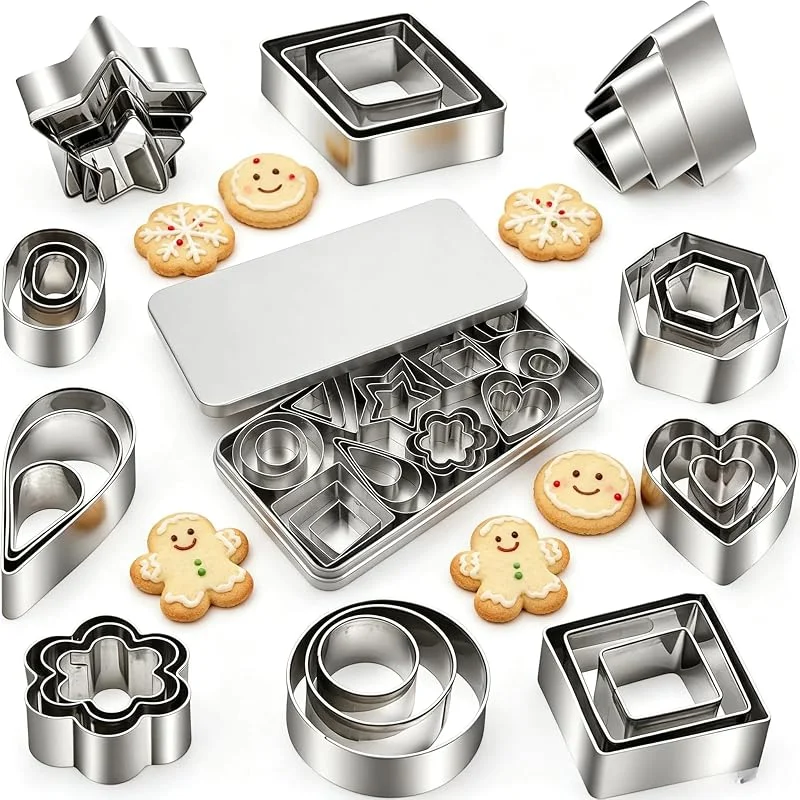Touosy 30 Piezas Mini Moldes Galletas, Cortadores de Galletas Inoxidable Moldes — Hogar y cocina