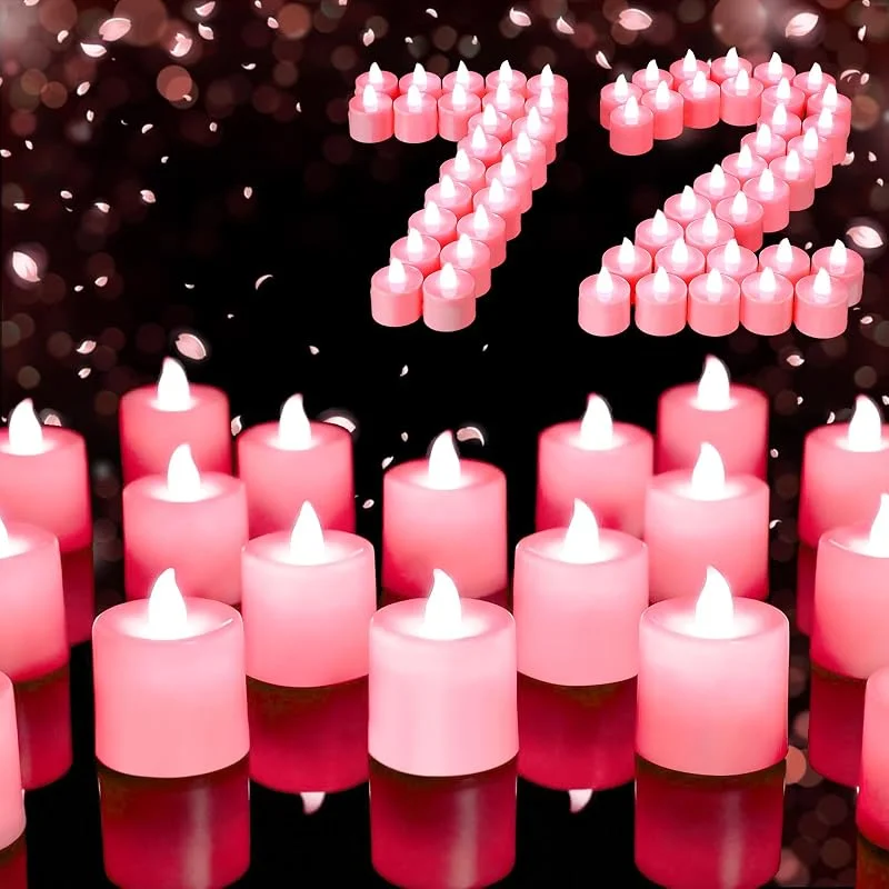 Coume Paquete de 72 velas de té sin llama a granel, color rosa — Cena a la luz de velas