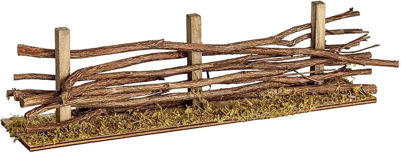 MaMeMi Valla de Madera para Belén 30 cm – Hecha a Mano, Decorativa, Cercado de Animales para Pesebre, Miniaturas y Escenas de Navidad — Decoracion Navidad