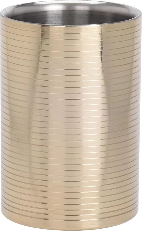 Bambelaa! Enfriador de vino de acero inoxidable, diseño premium, chapado en oro, enfriador de botellas de doble pared (aprox. 17 x 12 cm) — Vino y mesa festiva